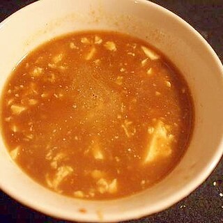 レトルト＆カップで簡単に♪　豆腐入りカレースープ